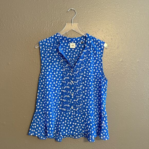 Cabi Blue Floral Peplum Blouse Size M - Picture 3 of 6